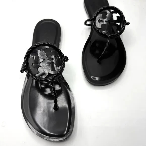 NEW NWT Tory Burch x BonBon Women's Miller Twist Sandals Black Size 10 - Picture 2 of 7